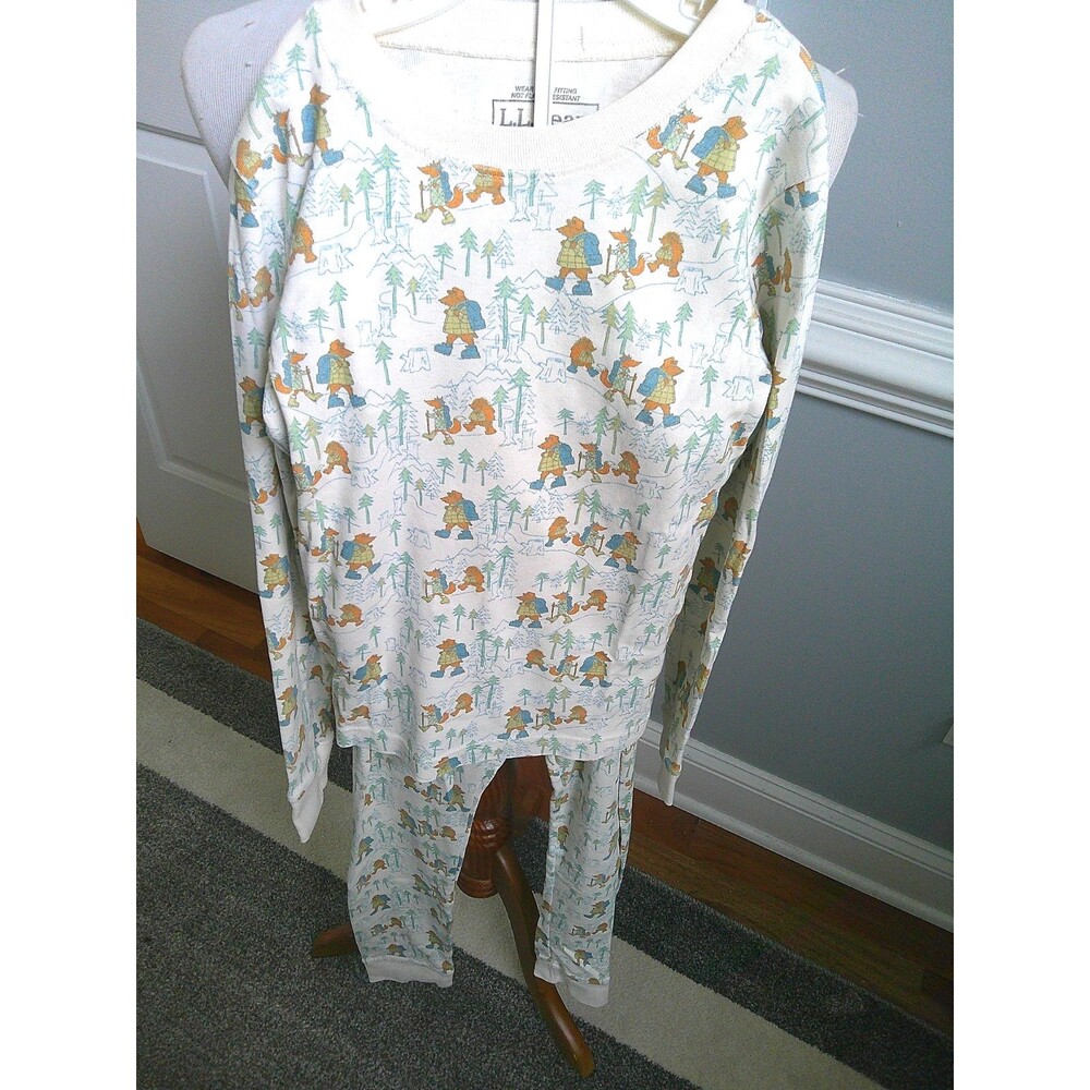Adorable NEW   L.L. Bean Kids Organic Cotton Berenstain Bears Knit  PJ's Size 12